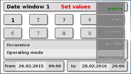 Calendar Calendar The calendar function overwrites the internal settings and specifications of the time switch for the heating circuit.