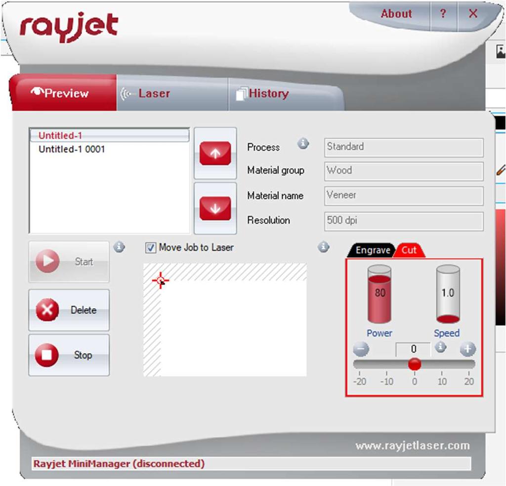 Rayjet MiniManager icon on the taskbar