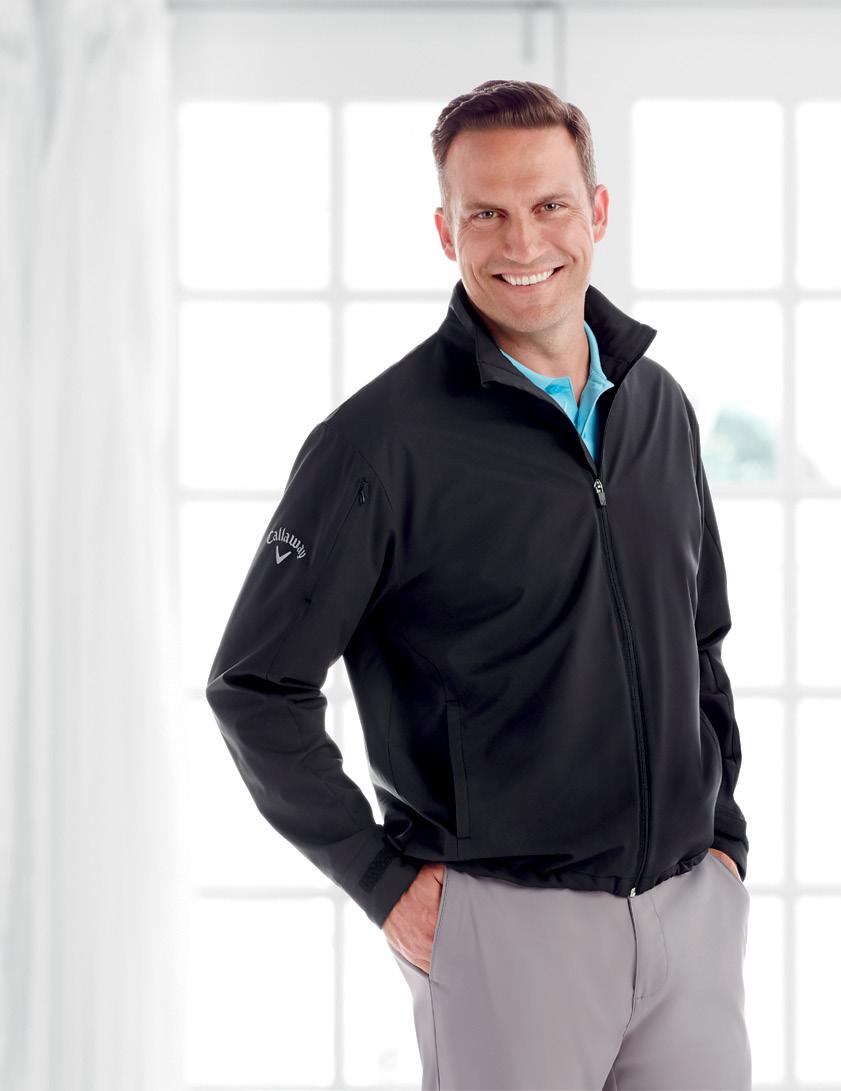 58 NEW STYLE Full-Zip Wind Jacket UP TO 4XL Opti-Repel garments resist wind and water, creating a barrier of protection against inclement weather Full-zip jacket with Callaway logo rubber zipper pull