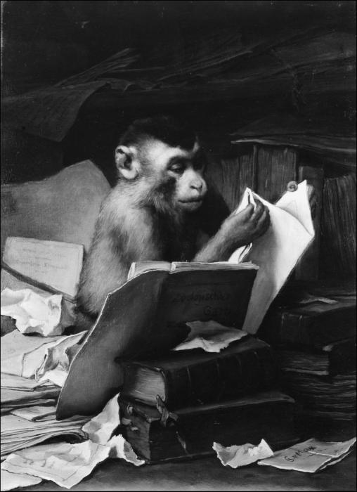Creating data services in new democracies 403 Lesender Affe [Monkey reading], by Gabriel von Mase (1840 1915).