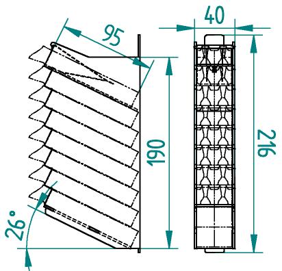 The axles of the substrates are tilt upwards by e. g. 26 to avoid the substrate changing their positions and optimize the orientation of the functional surfaces towards the evaporators.