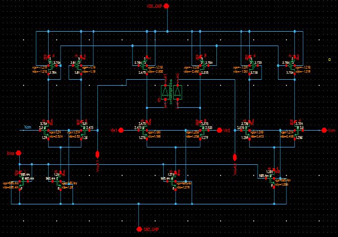 57µA Table3: Currents through transistors after introducing test bench Fig3: Schematic with DC node voltages A.