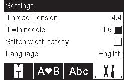 Settings Menu In the settings menu, you can adjust the machine settings, sound settings and screen settings.