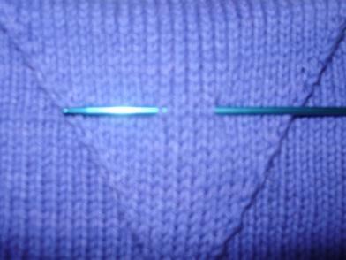 use a stitch holder or whatever to mark it. This is where you will create the shorter i-cord tie.