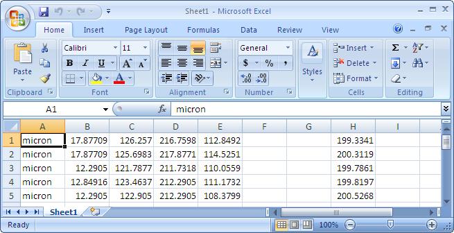 Measurement to an Excel sheet.