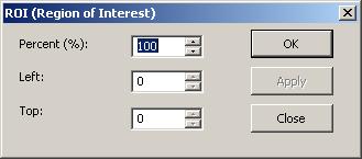 In this dialog, the shrink ratio and the coordinates of the start point (upper left point) of the ROI can be manually input to help to define