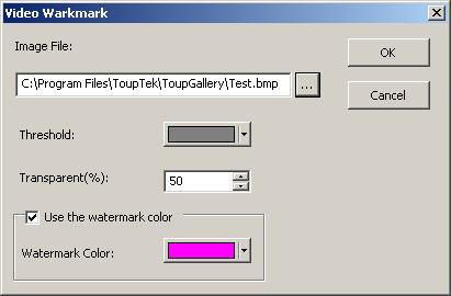 Choose File->Save As to save the image in 24 bit BMP format. Fig.3 Inverted 24 bits image Fig.4 Video Watermark setup dialog 4.