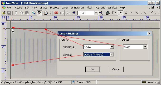 Check Save these settings as defaults will save the current settings for the next time when ToupView launches. The figure shown above displays the Ruler and Grid set. 1.5.