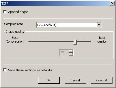 Interlaced Save these setting as defaults The default is unchecked. When saving a file, the current settings will be saved as defaults for the next file save operation. For Tag Image File Format(*.