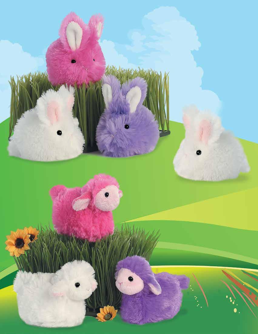Chitter Bunny Puffs Asst. 3 08733 24 Pc. 3 Color Asst. w/ Display Basket Sound Plush 3-3.5 SOUND ITEMS on pages 12-13 List $3.40 (24) Case $2.