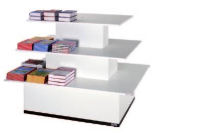 these tables work for your goal. Acrylic panels hold your exchangeable posters and Bestseller lists.