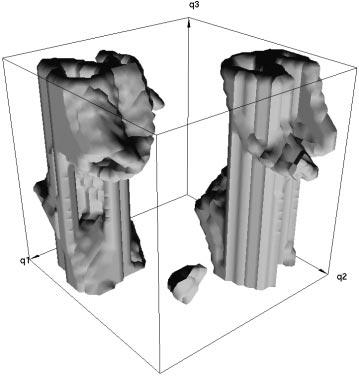 Figure 3: Three-dimensional C-space of the sample task in Figure 2. 3 Visual Feedback and Control We can now compare two types of visual feedback that that one can realize { in W-space or in C-space.