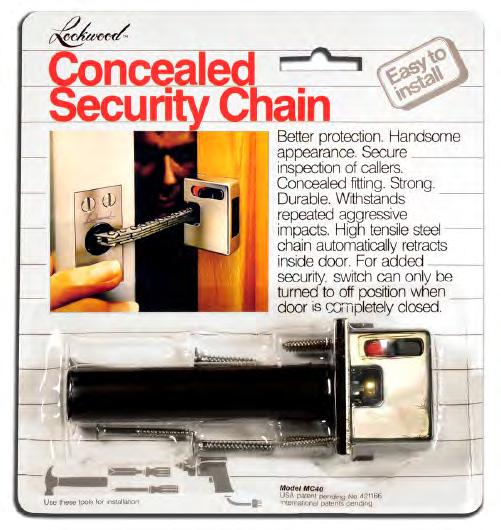 CONCEALED SECURITY CHAIN MC40 Easy to install Discreet / Concealed durable chain Improves security COORDINATORS Easy to install Angle type coordinator The door coordinator is used on double doors