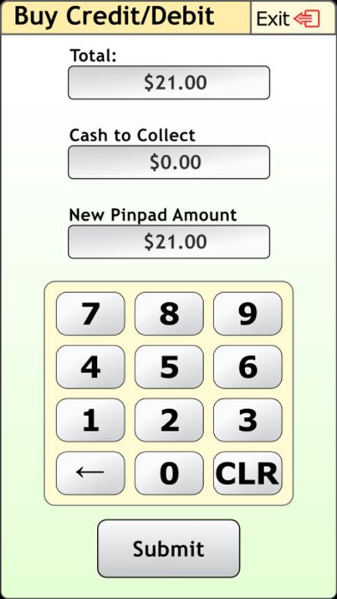 3.1 Buy All Cash Chapter 3. Purchasing Options If a customer is making a purchase entirely in cash, touch the [BUY ALL CASH] button, which always appears in the bottom right corner of the cart.