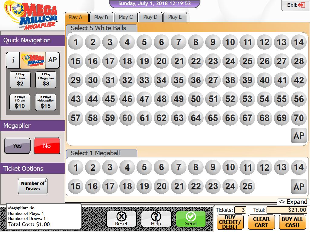 4.7 Mega Millions Drawings are held Tuesday and Friday at 11:00 pm. Tickets can be issued until 10:45 pm. Each wager costs $1. Adding Megaplier costs an additional $1 for every dollar wagered.