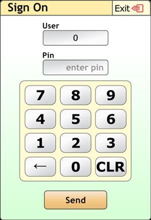 Under the [USER] field, the first zero of your retailer code will already be entered for you. Enter the five unique digits in your retailer code, your four-digit PIN, and then hit the [SEND] button.
