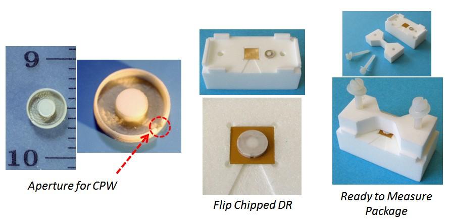 Figure 174 shows the fabricated sample as well as the foam support for its measurement. A small aperture was made on the package wall in order to minimize discontinuity effects on the CPW feed line.