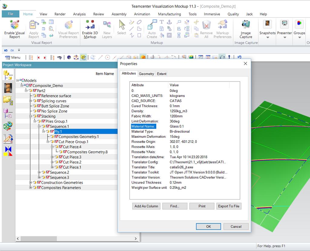This picture shows the CATIA V5 data having been processed to JT.
