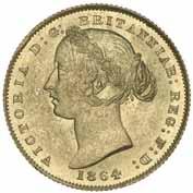 Possibly Finest Known 1864 Sovereign 1100* Queen Victoria, second type, 1864. Full original mint bloom, choice uncirculated and rare in this condition, one of the finest known.