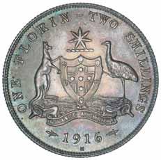 PATTERNS AND PROOFS 1194* George V, Melbourne Mint selected uncirculated or specimen florin, 1916M.