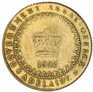 AUSTRALIAN GOLD COINS ADELAIDE ASSAY OFFICE First Type Cracked Die Adelaide Pound 1088* Adelaide pound, first type, 1852, with beaded inner circle on the reverse and ever present die break at top,