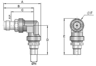 For connector interface dimensions, see Para. 1.6.3. 1.6.2.6 TNC-VHP, Female, Right Angle Jack for Flexible Cable Ø7.