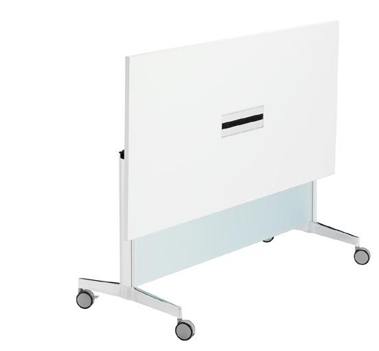 Removeable. Edge detail as on tabletops. Panel height is 9.84. Panel to be hung on two or three hooks attached underneath the tabletop. LINKING BRACKETS in 0.