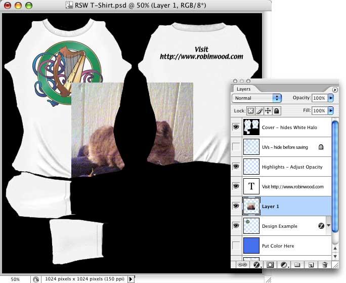 Step 3: Photoshop Working with Your Image Your image will appear in the middle of the image, on its own layer.