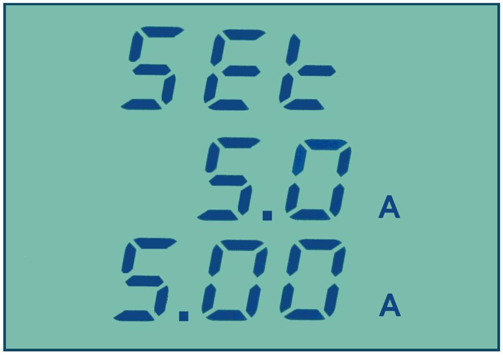 5. The current transformer setting screen will appear. Figure 2.2 Set Current Transformer 6. On the second line of the screen appears the secondary value of the current transformer (5A).