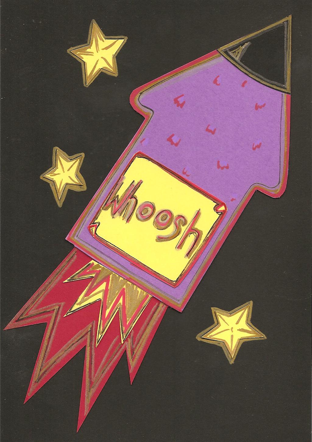 Firework Rocket Shaped Card Print off the firework rocket template. Cut out the rocket shape around the outside edge. Place on card, draw around and cut out.