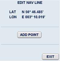 Operator controls Task Creating a NAV LINE (ROUTE LINE) overlay. Step 1 Select the NAV LINE soft button (e.g. solid lines).