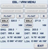 Operator controls Task EBL1 VRM1 EBL2 VRM2 EBL3 VRM3 EBL4 VRM4 The dotted EBL is drawn from your own ship through the cursor symbol.