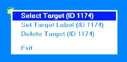 target). The context Menu appears. Select Select Target (ID..) and press the right Trackball button. Step 4 Open the TARGET OPTIONS menu.