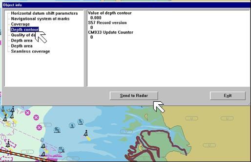 ECDIS Procedure: Operator controls Task Step 1 Place the cursor e.g. on the coast line from the chart and press the right trackball button. An Object Info window appears.