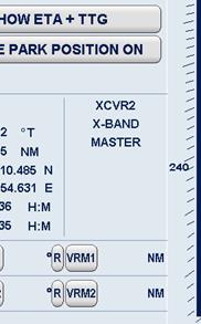 Operator controls Text identifier Radar Transceiver Status. Example; This Radar is connected to Transceiver XCVR2. This Radar is used as X-BAND Radar.
