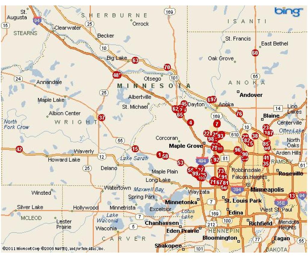 Property Map Map Legend 1) Corcoran Business Park, Corcoran, MN 55340 2) 610 Commerce Center, Brooklyn Park, MN 55435 3) Gateway North Business Center II, Otsego, MN 55330 (map location unavailable)