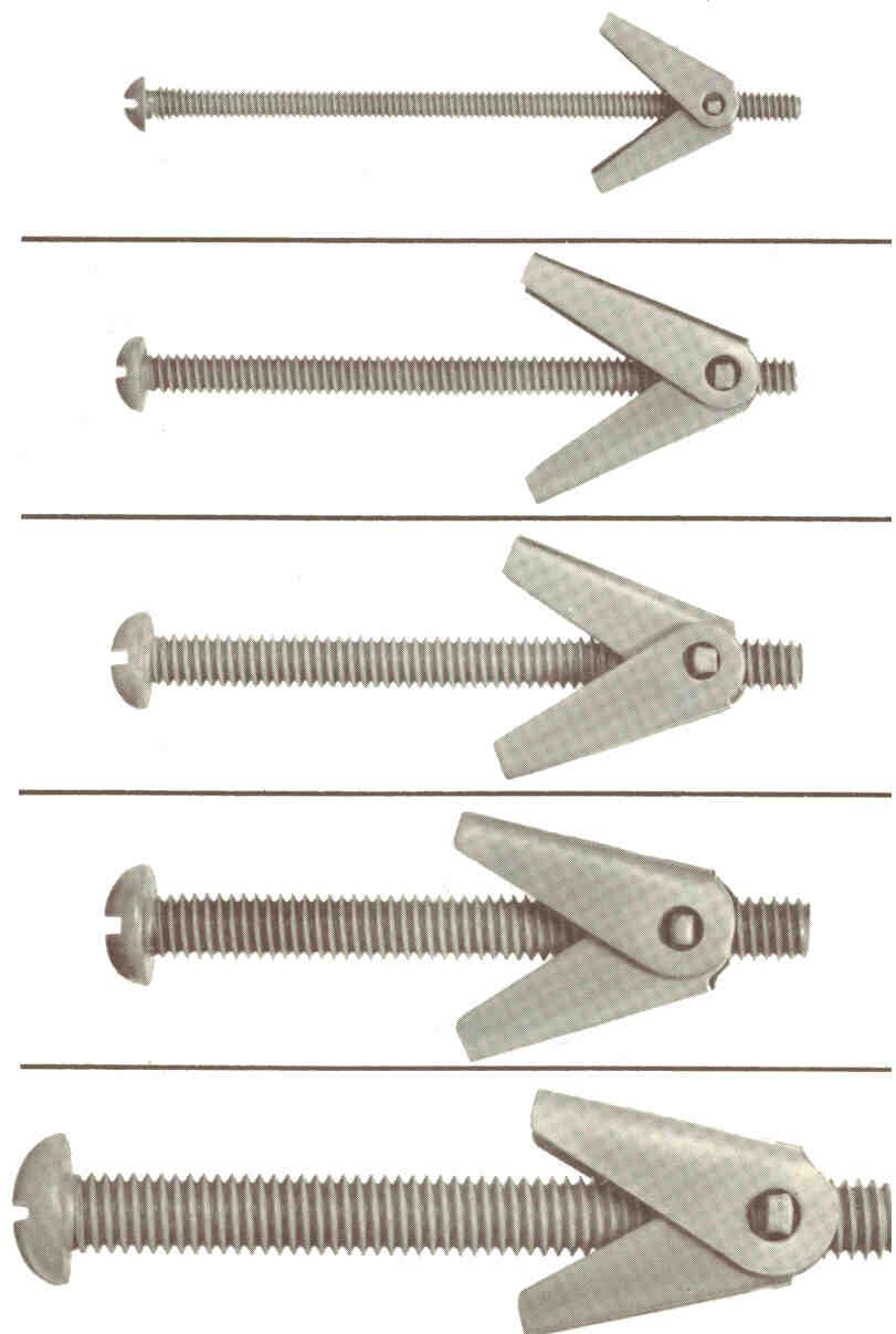 GLOBAL TOGGLE BOLTS w/ SPRING ACTION TOGGLE WINGS FOR EASY INSTALLATION IN HOLLOW WALL, TILE, SHEET METAL IMPREGNO-PLATED FOR MAXIMUM PROTECTION AGAINST RUST AND CORROSION PART # DESCRIPTION PACK