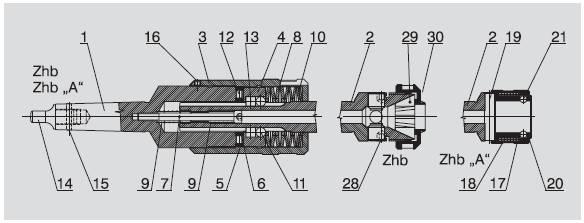 3. Description The head consists of three following basic parts: the body with shank (Pos. 1); the sleeve (Pos. 2), pushfitted in the body for tap clamping and the clutch (Pos.