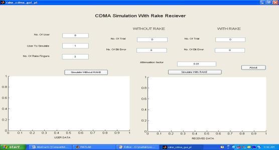 IV. SIMULATION 4.1.GUI for simulation of CDMA When we run the rake_cdma_gui.