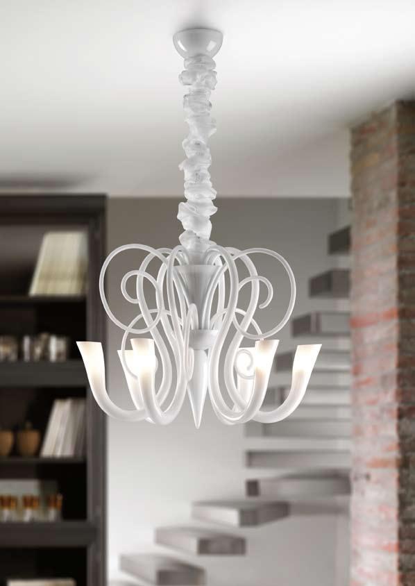 Blown glass chandelier with 10 or 6 lights and wall lamp with 3 lights