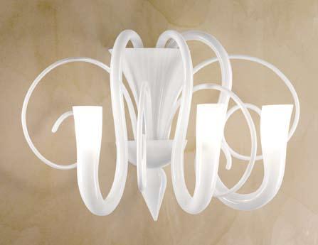 Blown glass chandelier with 10 or 6 lights and wall lamp with 3 lights