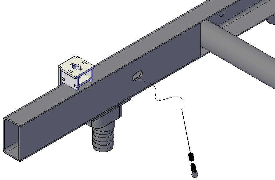 Part 2: Drilling the Bed & Bracket Installation 1. After removing the mounting brackets, use a 1-3/4 hole saw centered over the 1/16 pilot hole and cut the bed for the mounting posts. 2. De-bur inside the holes and use a paint stick to touch up the edges.