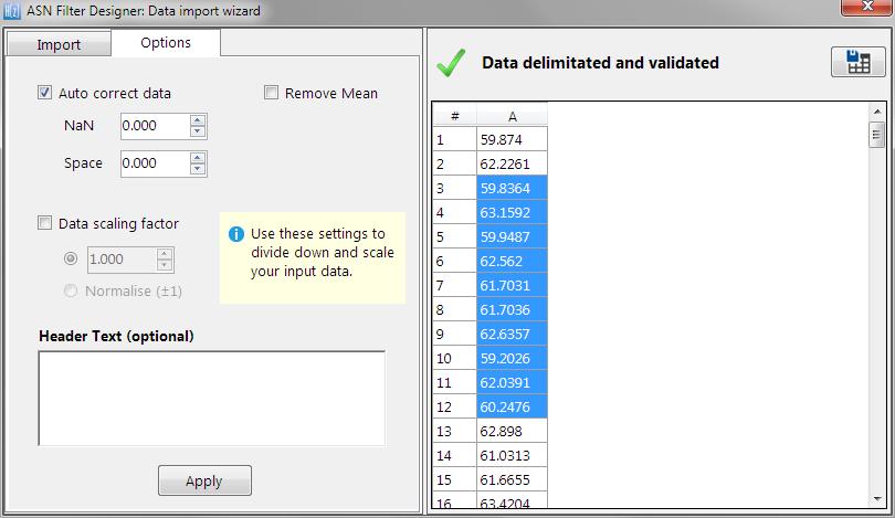 Click the refresh button in order to re-load the file with the current (modified) delimitation settings.