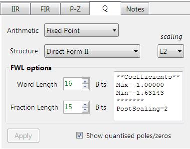 5. H1 quantisation options and filter structures The ASN filter designer provides designers with a rich assortment of quantisation analysis options for H1 filters.