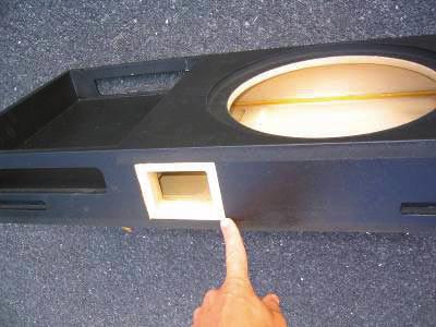 Prepare the Enclosure for Mounting 1. Install the Speaker Terminal Cup - Using the (4) #8 x 1/2 flathead zinc screws, install the terminal cup in the recessed hole in the front side of the enclosure.