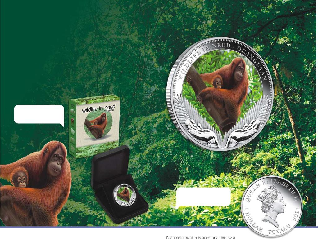 Wildlife in Need Orangutan 2011 1oz Silver Proof Coin Save the Orangutan every coin helps!