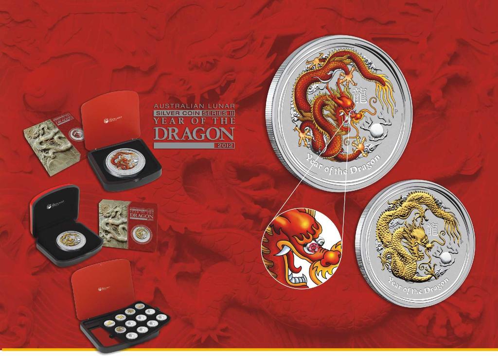 Australian Lunar Coin Series II 2012 Year of the Dragon Special Edition Silver Coins Perfect for Chinese New Year 23 January 2012.