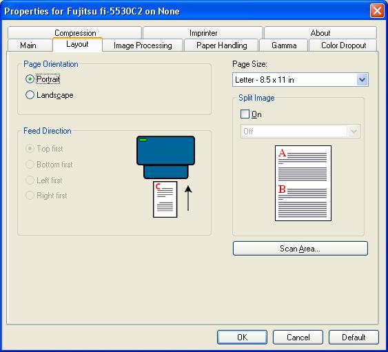 1.4 How to Use Scanner Drivers [Layout] Tab 1 Page Orientation You can select the page orientation (Portrait or Landscape).
