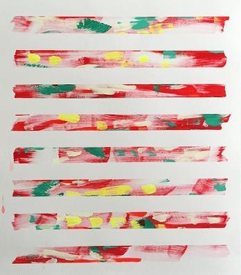 ANDREA JOKI Eight Strips flashe on paper, 2018 26 x 22