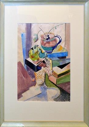 WILLIAM SOMMER Turreted Pitcher watercolor on